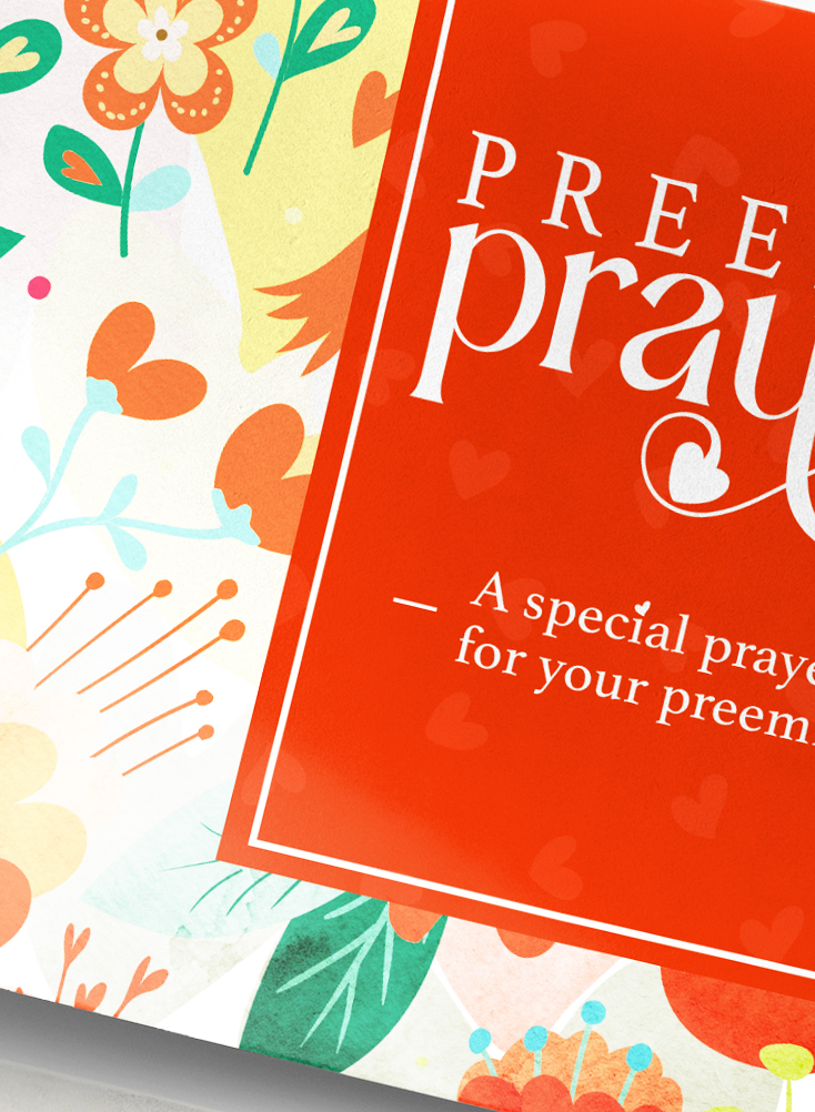 sample of preemie prayers card mockup